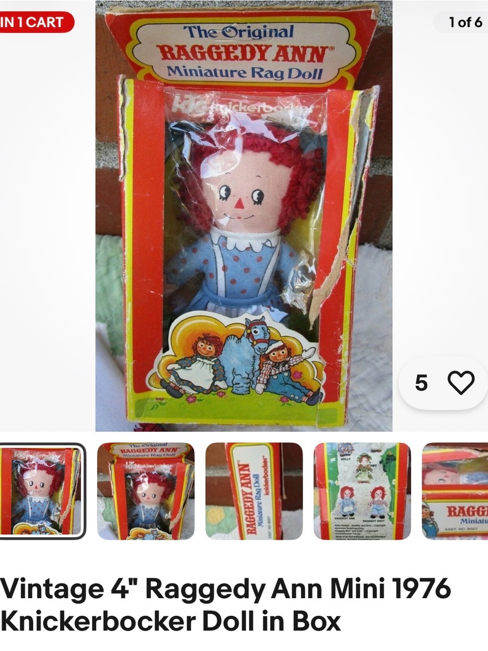 The Original Raggedy Ann Miniature Rag Doll